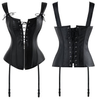 Vintage Renaissance Front Lace Up Bustier Corset with Garters Detail View