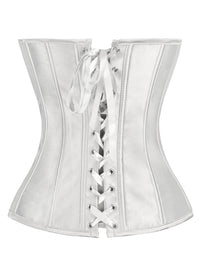 White Wedding Overbust Bustier Top Lace-up Corset Back View