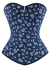 Gothic Denim Skull Printed Bustier Corset Top