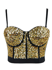 Steampunk Sequins Bustier Crop Top Clubwear