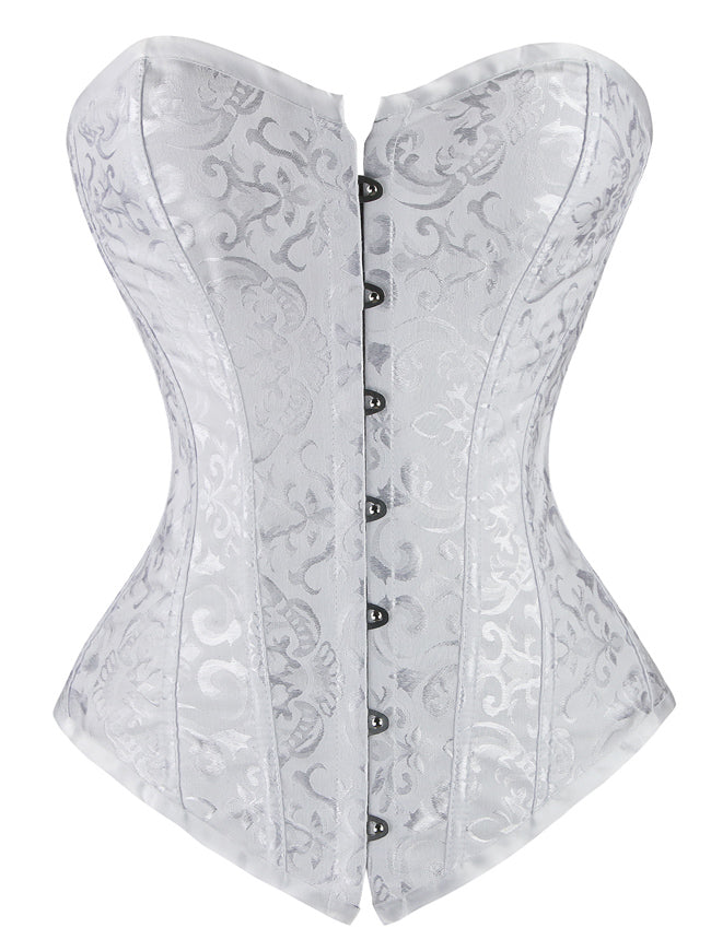 Vintage Jacquard Wedding Strapless Overbust Corset