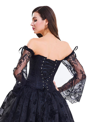 Victorian Off Shoulder Corset Bustier Top Model View