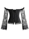 Vintage Off Shoulder Lace Overbust Corset Top Back View