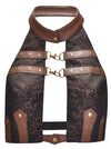 Steampunk Jacquard Halter Sleeveless Backless Leather Tank Top Main Image