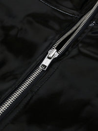 Faux Leather Flared Zipper A-Line Skirt