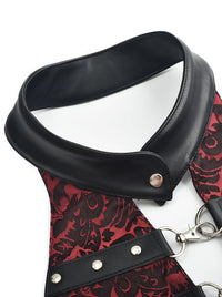 Steampunk Halter Leather Tank Top Red Detail View