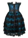 Fashion Floral Ruffle Layered Lace Up Burlesque Clothing Corset Short Dress