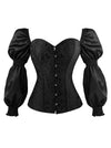 Renaissance Victorian Brocade Long Sleeves Overbust Corset  Bustier Top