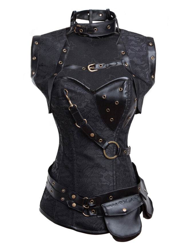 Steampunk Gothic Retro Spiral Steel Boned Corset Bustier Top Main Image