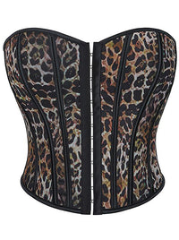 Charmian Women's Sexy Leopard Boned Single Breasted Lace Up Overbust Corset Top Leopard Main Image