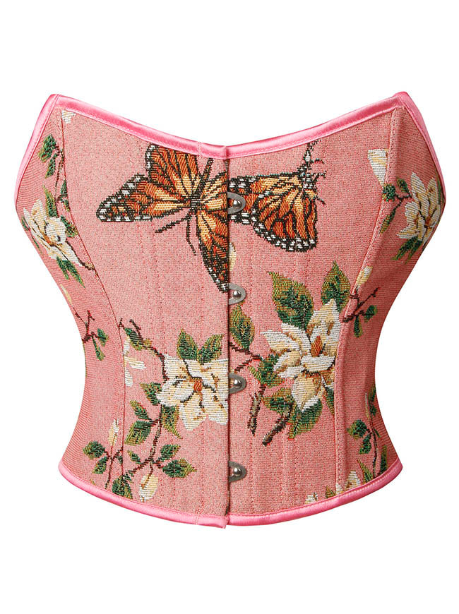 Renaissance Retro Floral Strapless Bustier Corset Crop Top Main Image