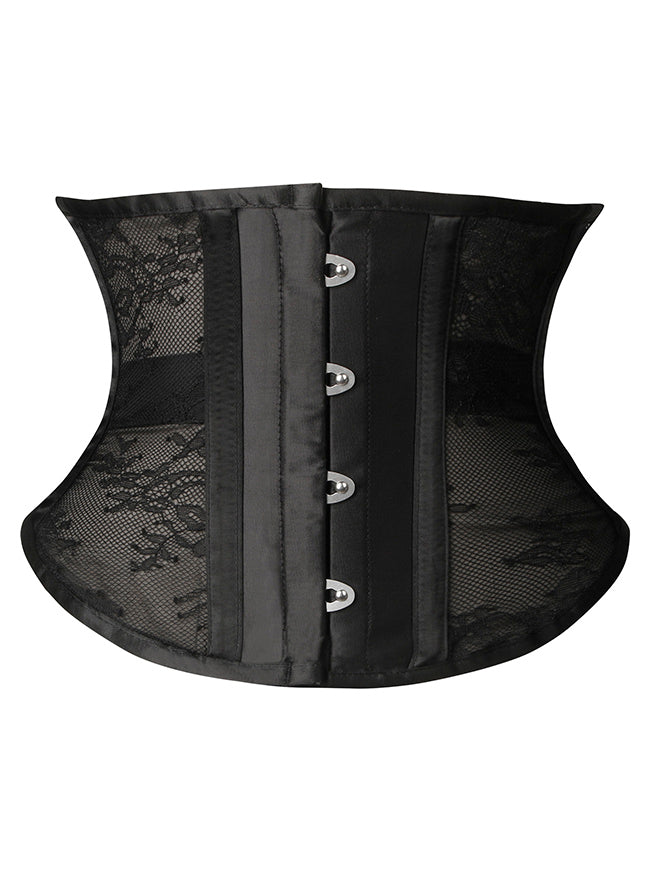 Women's Floral Steel Boned Mesh Lace Waist Cincher Underbust Corset Main Image