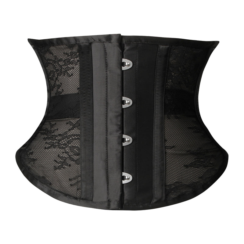 Women's Floral Steel Boned Mesh Lace Waist Cincher Underbust Corset Main View