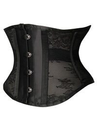 Black Floral Lace Corset Fashion Tummy Control Corset Top Side View