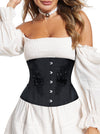 Retro Embroidery Design Lace Up Underbust Corset Front View