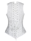 Old Fashion Renaissance Jacquard Spiral Steel Boned Corset Vest White