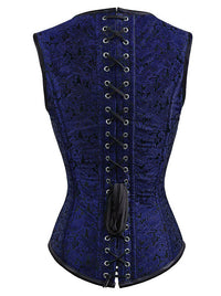 Retro Renaissance Floral Boned Lace Up Overbust Waist Cincher Corset Vest