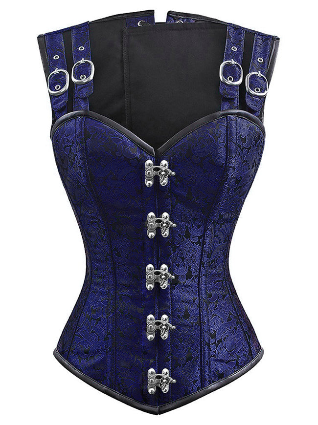 Gothic Steampunk Brocade Steel Boned Waist Cincher Corset Vest Dark Main Image