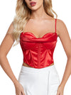 Women's Satin Spaghetti Strap Zip Back Clubwear Camis Crop Top Main Image