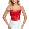 Women's Satin Spaghetti Strap Zip Back Clubwear Camis Crop Top Main View