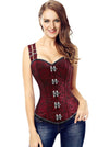 Women's Retro Brocade Steel Boned Shapewear Vest Corset Red Main View