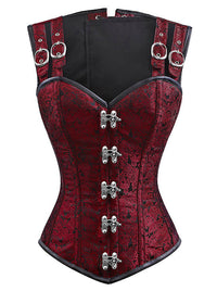 Gothic Steampunk Brocade Steel Boned Vintage Waist Cincher Overbust Corset Vest Main Image