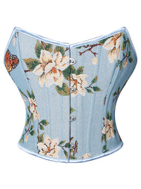 Renaissance Retro Floral Strapless Bustier Corset Crop Top Main Image