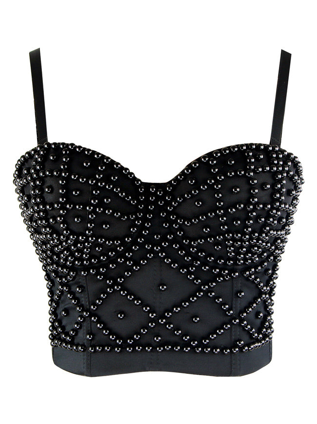 Spaghetti Strap Beads Clubwear Party Bra Top Main View