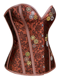 Steampunk Vintage Brocade Spiral Steel Bones Lace-up Overbust Corset