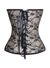 Classical Vintage Women Apricot Lace Satin Punk Steampunk Plastic Boned Strapless Lace Up Overbust Corset Tops Back View