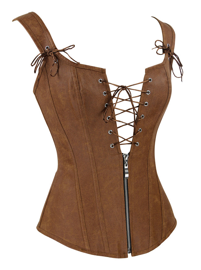 Vintage Renaissance Lace Up Bustier Corset with Garters Main View