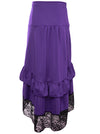 Retro Renaissance Lace High Waist Ankle Length High Low Purple Skirt Back View