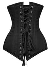 Women's Steampunk 26 Steel Boned Cotton Long Torso Pirate Corset Black Back View