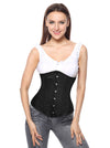 Women's Retro 26 Steel Boned Cotton Long Torso Waist Slimmer Corset Black Main View