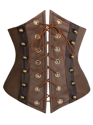 Steampunk Retro Faux Leather Victorian Underbust Corset Main View