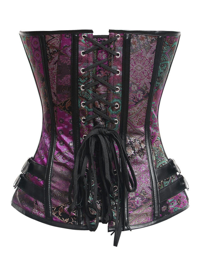 Steampunk Vintage Burlesque Spiral Steel Boned Jacquard Overbust Corset Top