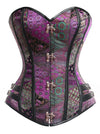 Steampunk Gothic Brocade Steel Boned Bustier Corset with Buckle Main Image