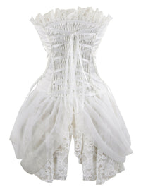 Elegant Classical Lady White Lace Steampunk Strapless Lace Up Body Shapewear Overbust Corset Tops Back View