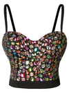 Women's Colorful Rhinestone Push Up Clubwear Bustier Crop Top Bra Main Image