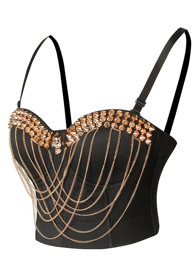 Steampunk Bustier Beaded Push Up Clubwear Bustier Bra Side View