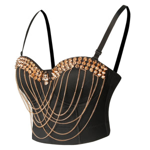 Steampunk Bustier Beaded Push Up Clubwear Bustier Bra Side View