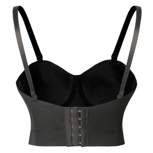 Charming Retro Black Studded Plastic Boned Corset Tops Back View