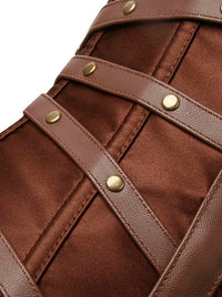 Steampunk-themed Faux Leather Buckle Overbust Corset Detail View-2