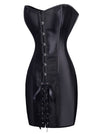 Gothic Punk Steampunk Satin Lace Up Long Corset Dress Main View