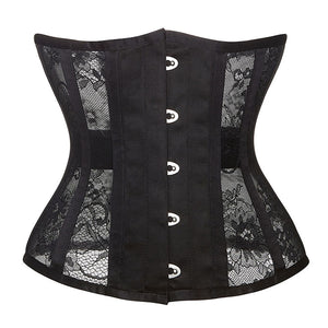 Women's Steel Boned Floral Mesh Lace Waist Cincher Underbust Corset Main View