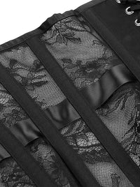 Sexy Adult Black Lace Vintage Spiral Steel Boned Underbust Corset Detail View-2