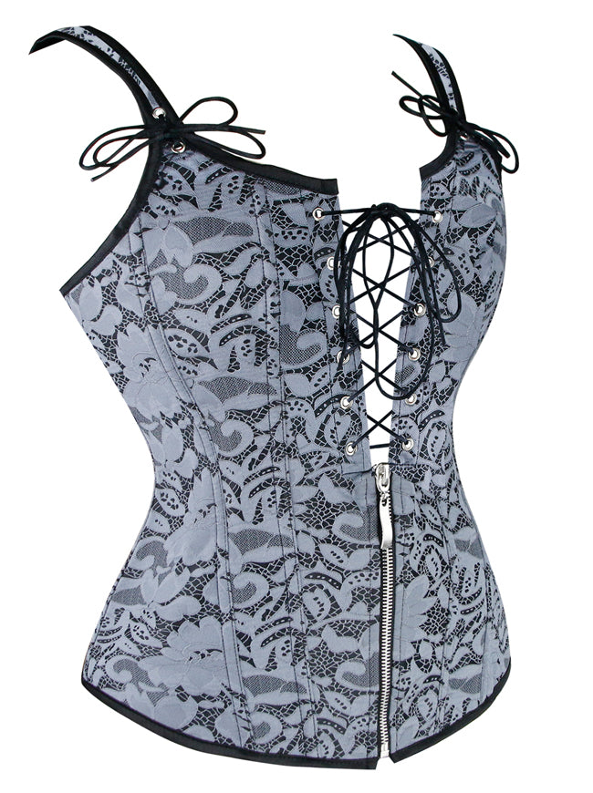 Renaissance Lace Up Vintage Boned Bustier Corset Vest Side View