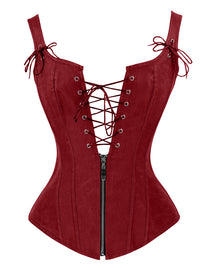 Renaissance Lace Up Vintage Boned Bustier Corset with Garters Main Image