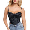 Women's Satin Spaghetti Strap Zip Back Clubwear Camis Crop Top  Main View