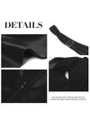 Elegant Adult Black Satin Zipper Closure Overbust Crop Tops Detail View